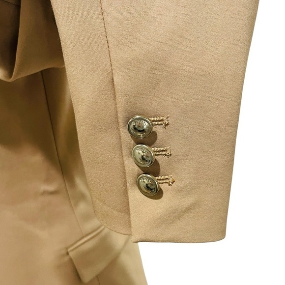 Michael Kors NWT Size 2 Double Breasted Peak Lapel Blazer Jacket Dark Camel - Picture 4 of 14